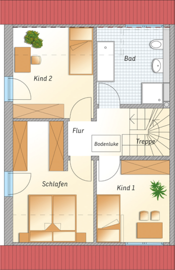 Doppelhaus Dachgeschoss links